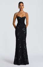 Robe maxi en velours pour femme