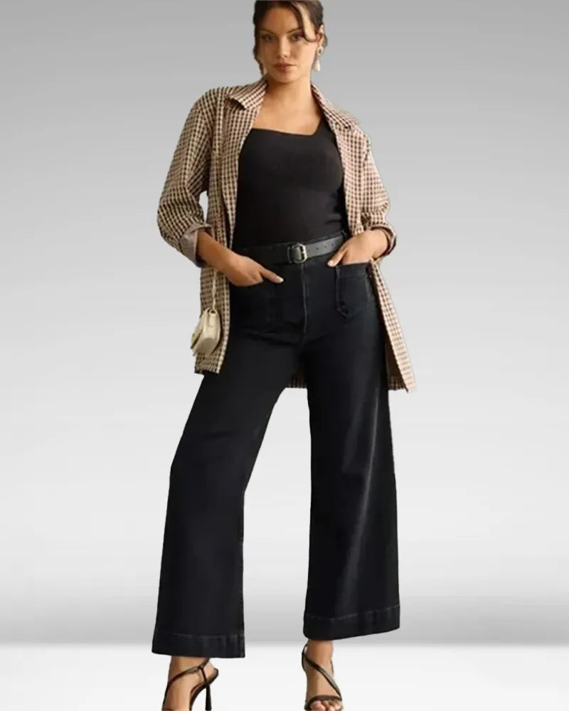 Jean chic taille haute à jambes larges