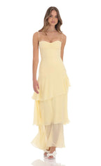 Robe maxi sans manches à col en V pour femme