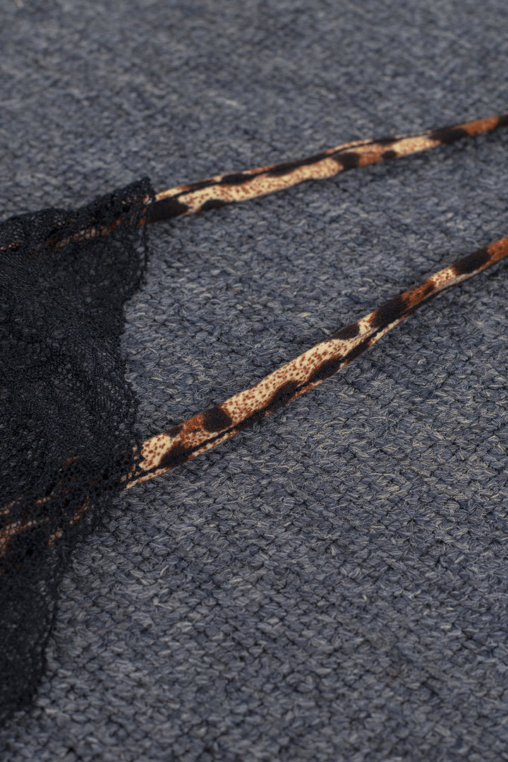 Robe Lingerie Babydoll à Imprimé Léopard