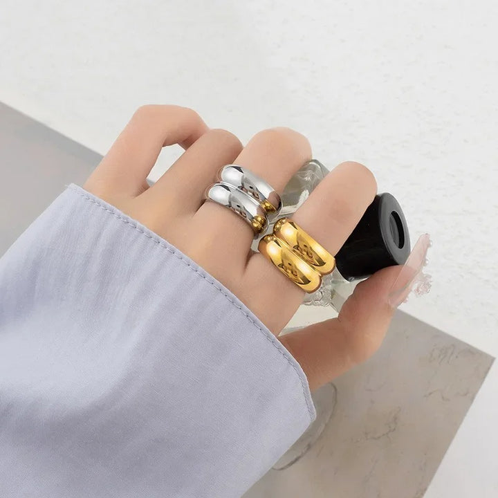 Pauline Laurent® | Bague épaisse double anneau en acier inoxydable