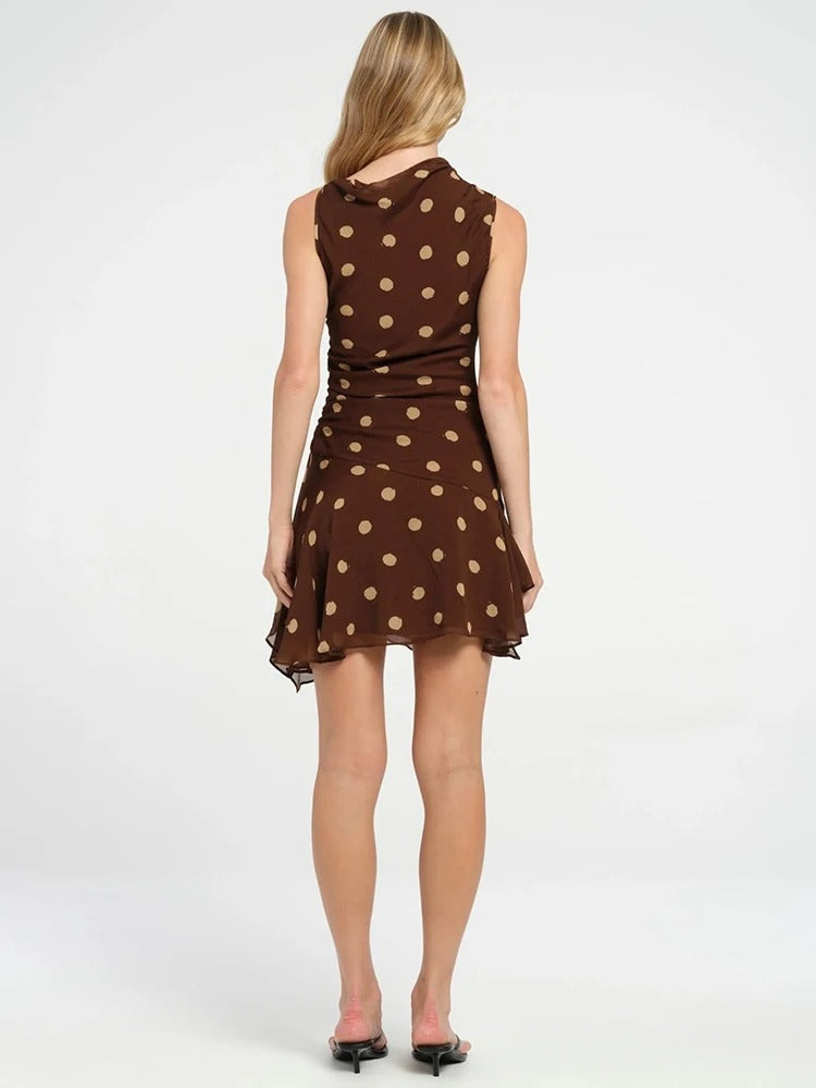Sophie Paris | Robe asymétrique à pois sans manches