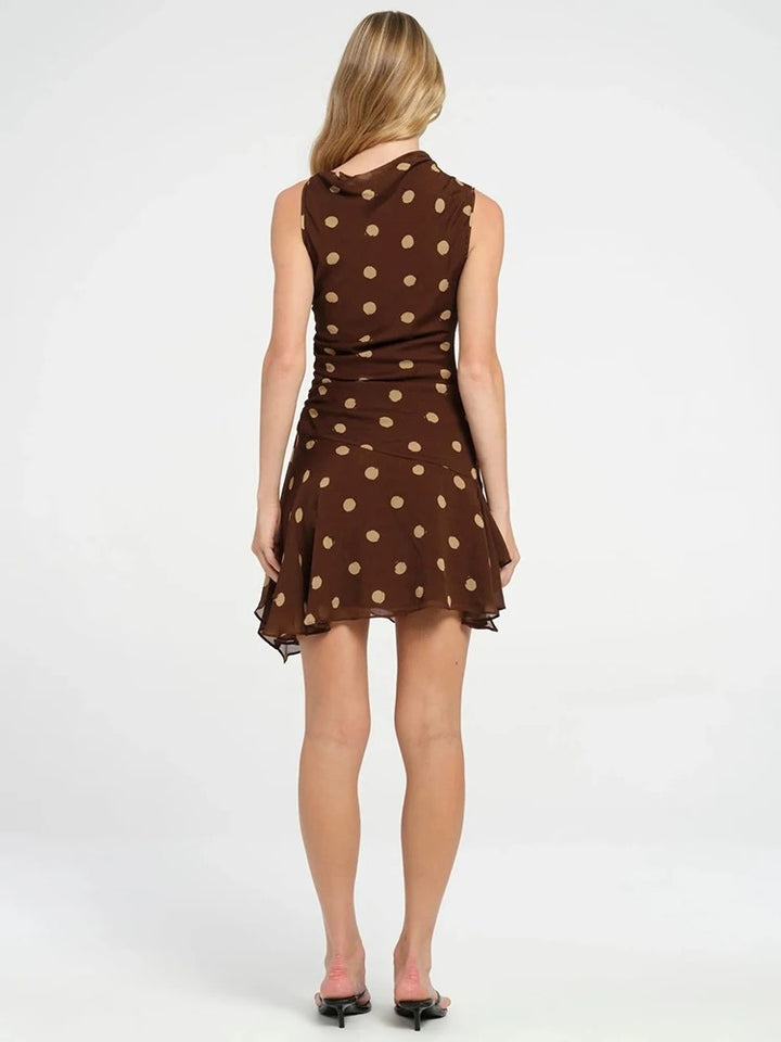 Sophie Paris® | Robe asymétrique à pois sans manches