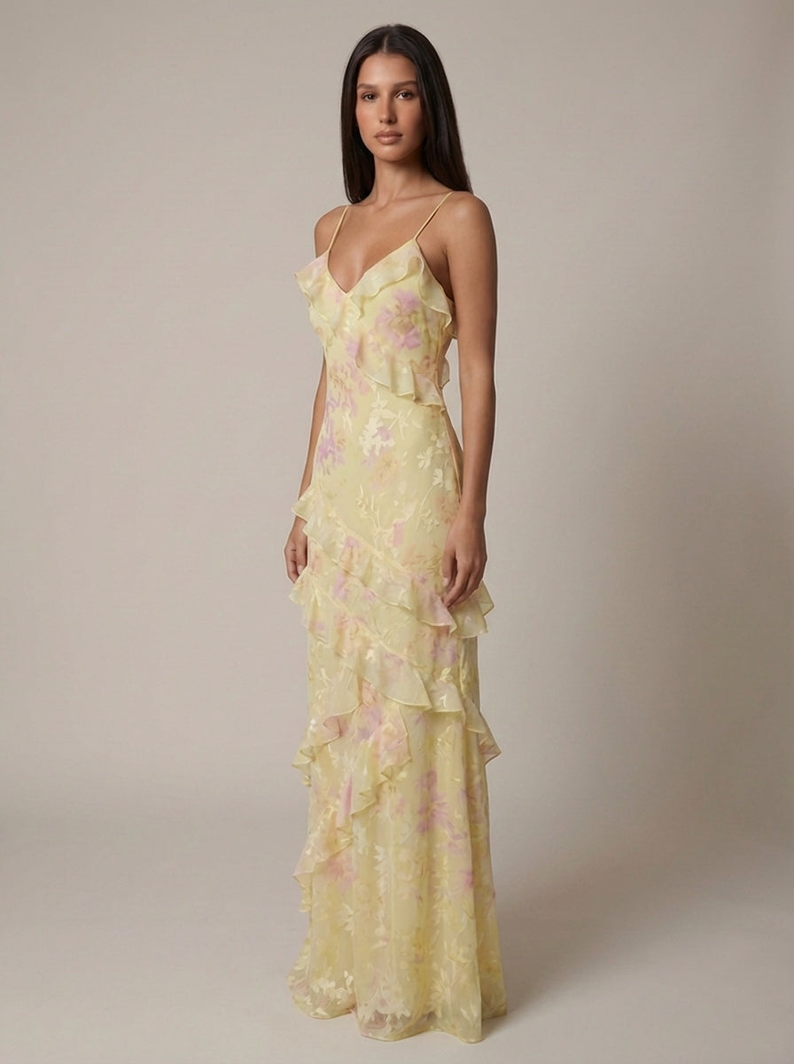 Robe longue sans manches à col V Vienna