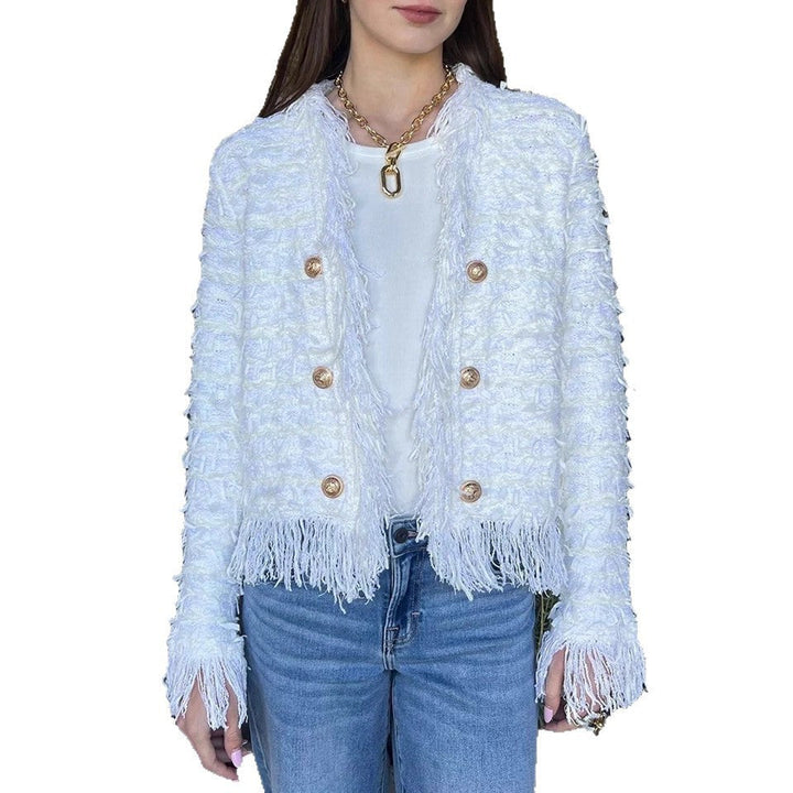 Cardigan à franges pour femmes en maille