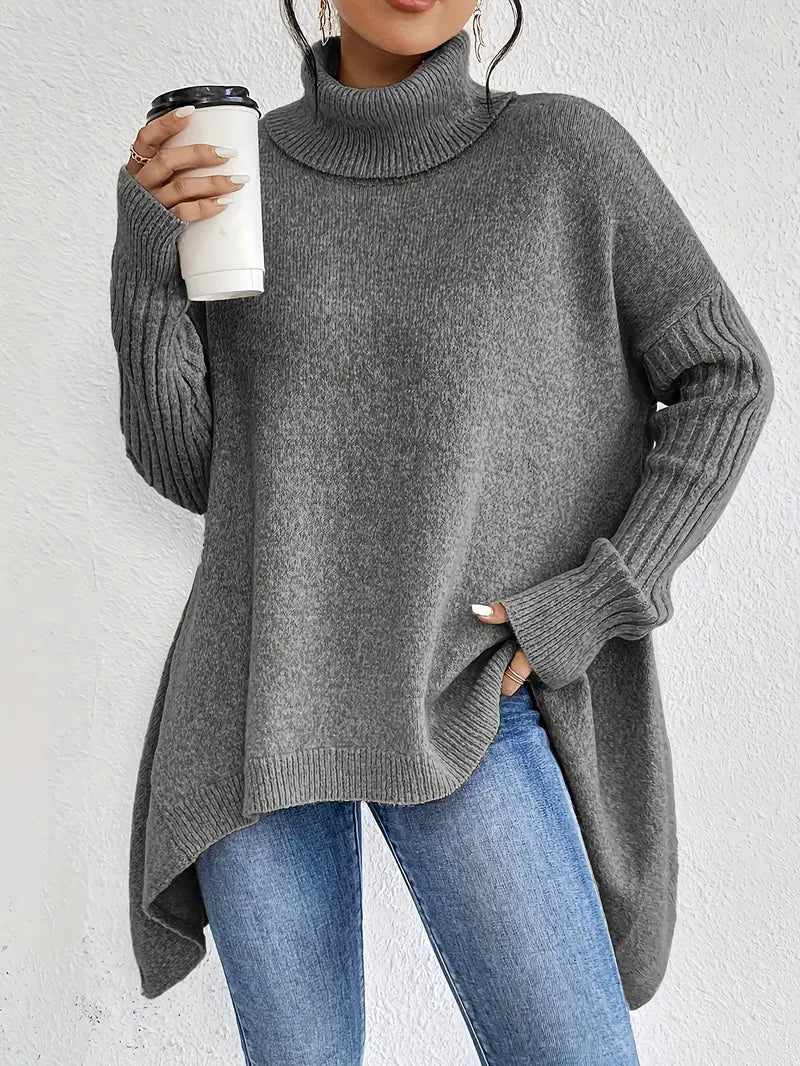 Pull à col roulé long et confortable pour un usage quotidien
