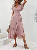 Robe portefeuille à imprimé floral avec décolleté en V
