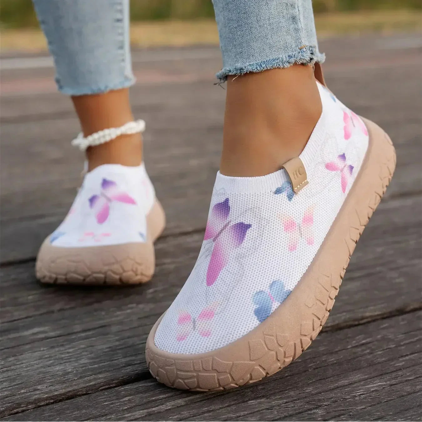 Baskets Slip On Amorties Femme En Maille Respirante