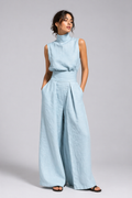 Ensemble Femme En Lin Léger Débardeur Et Pantalon Fluide