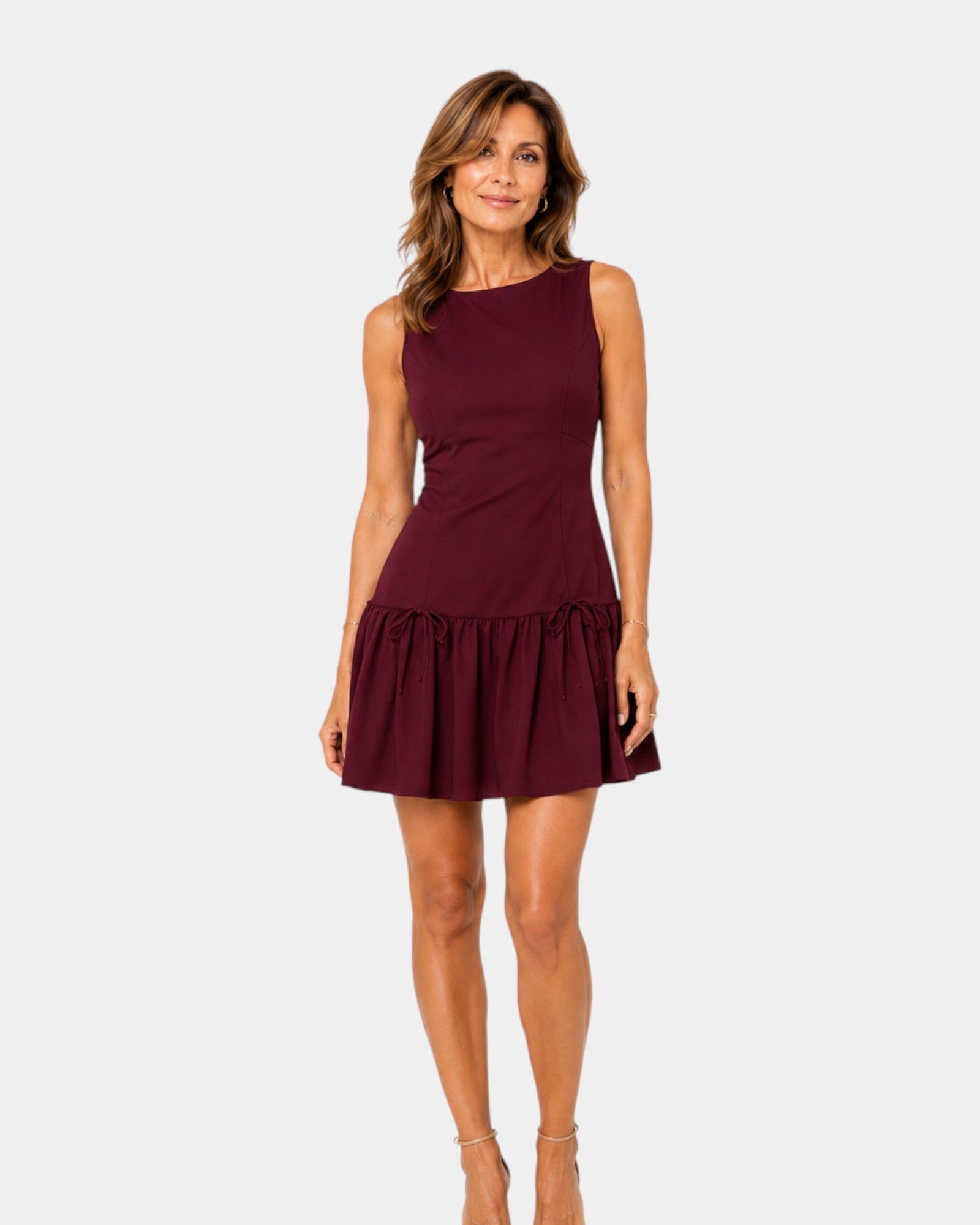 Détail des plis sur robe femme trapèze élégante