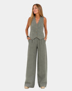 Ensemble Veste Ajustée et Pantalon Large pour Femme
