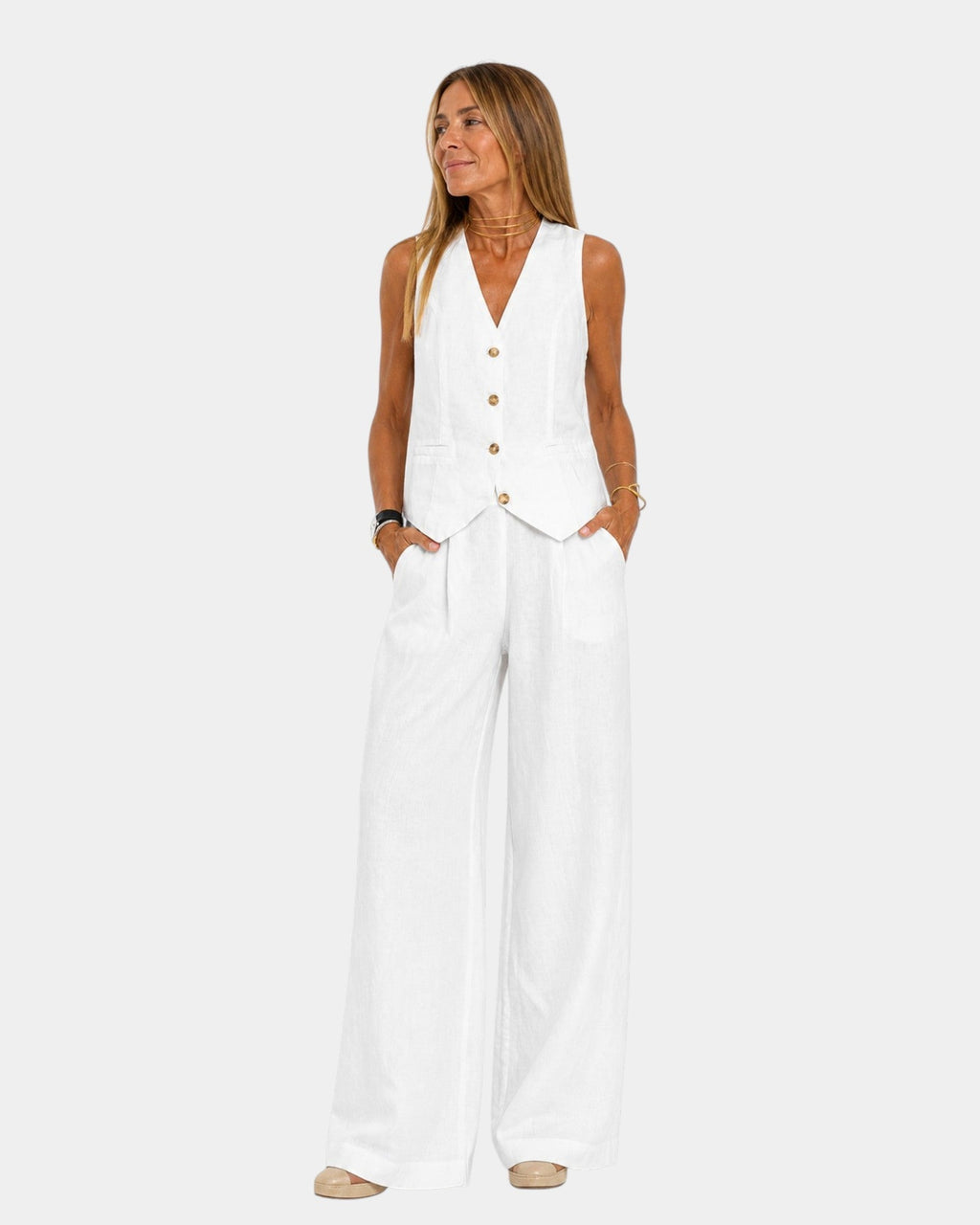 Ensemble Veste Ajustée et Pantalon Large pour Femme