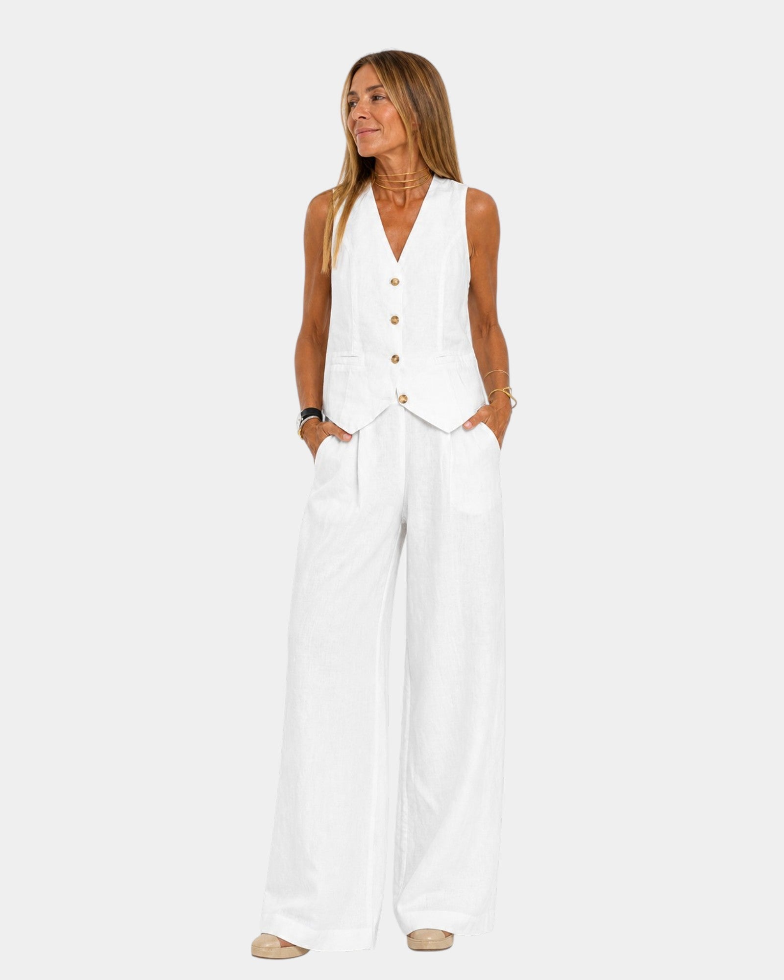 Ensemble Veste Ajustée et Pantalon Large pour Femme