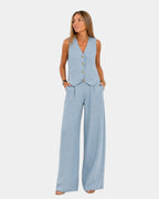 Ensemble Veste Ajustée et Pantalon Large pour Femme