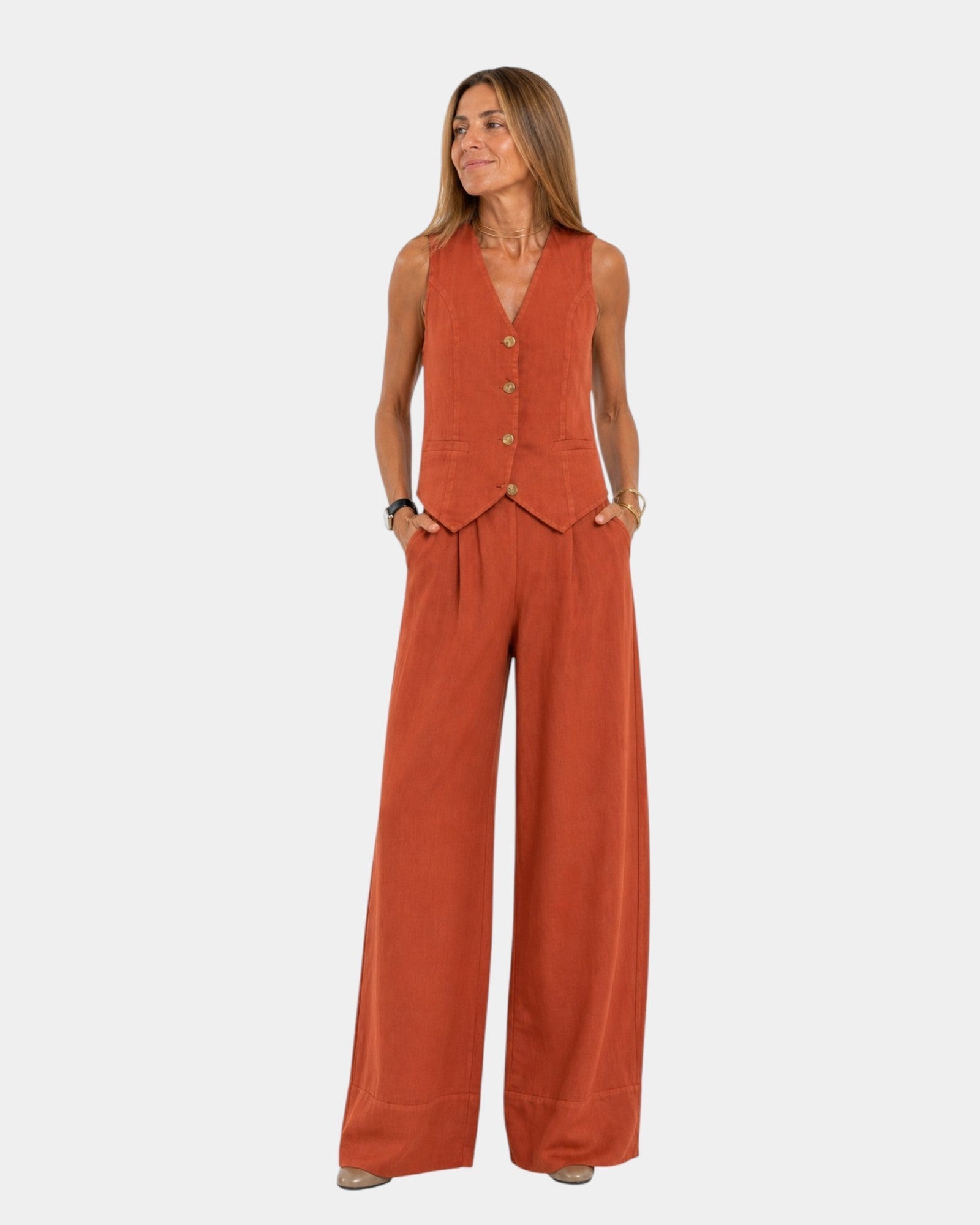Ensemble Veste Ajustée et Pantalon Large pour Femme