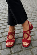 Sandales À Talon Effet Daim Femme Élégantes