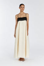 Robe longue en lin pour femme avec bretelles réglables et col carré