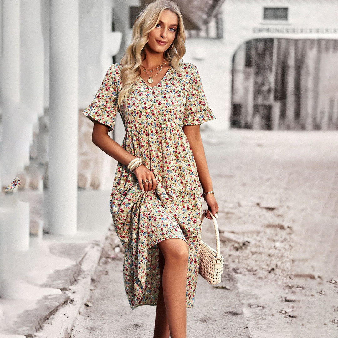 Robe midi d'été fleurie pour femmes