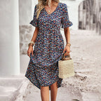 Robe midi d'été fleurie pour femmes
