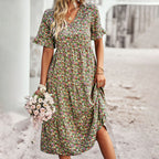 Robe midi d'été fleurie pour femmes