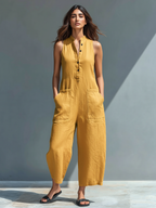 Combinaison fluide en lin pour femme