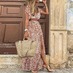 Robe longue cachemire à imprimé pour femme, été, col en V, confortable