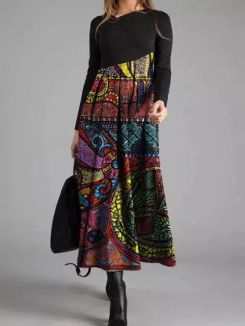 Fleur Rousse | Robe élégante à Motifs Vintage et Rétro