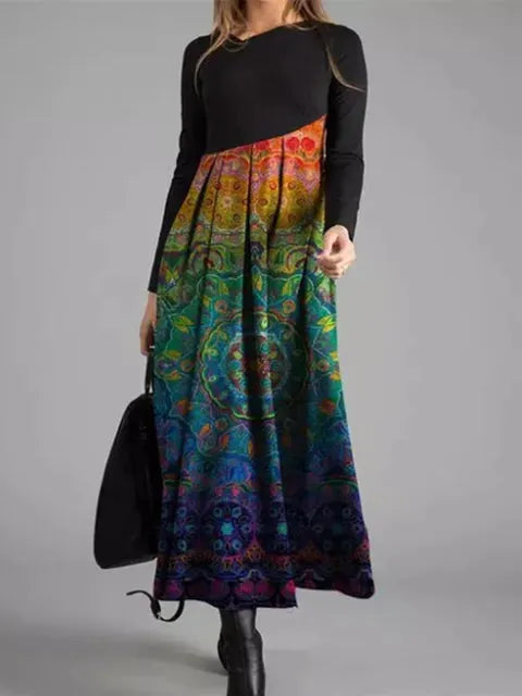 Fleur Rousse | Robe élégante à Motifs Vintage et Rétro