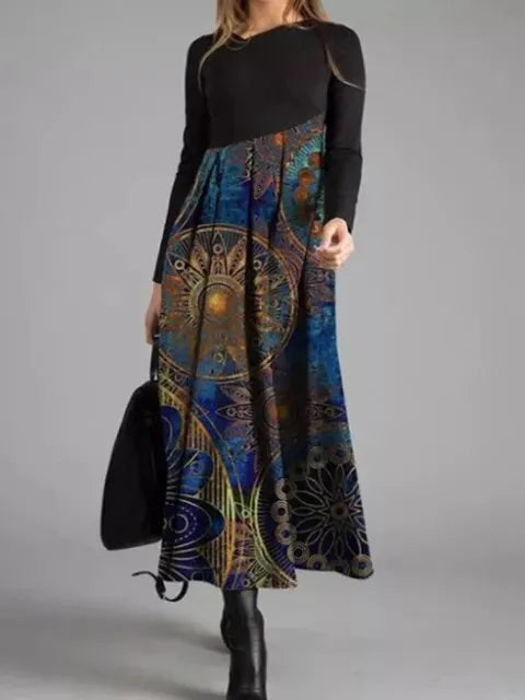 Fleur Rousse | Robe élégante à Motifs Vintage et Rétro