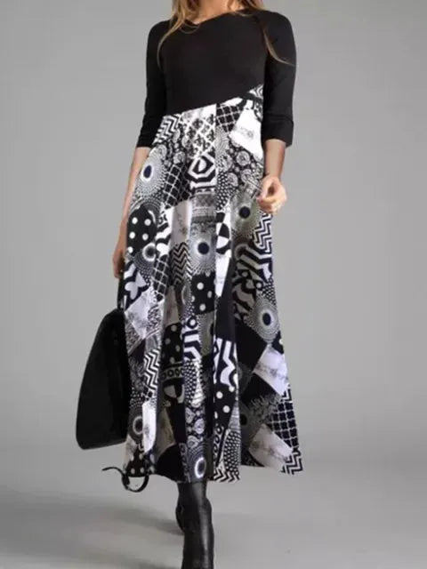 Fleur Rousse | Robe élégante à Motifs Vintage et Rétro