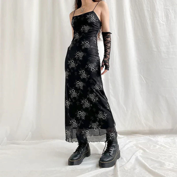 Pauline Laurent® | Robe vintage en dentelle florale avec superposition transparente
