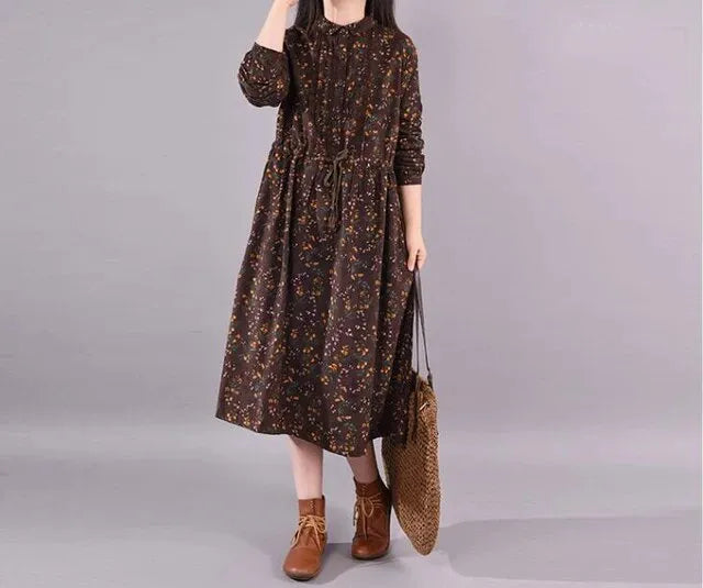 Fleur Rousse | Robe florale vintage avec taille ajustable