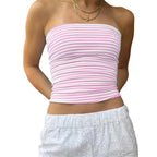 Haut bustier fin rayé pour femmes