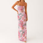 Robe maxi fleurie d'été pour femmes, sans manches, style bohème