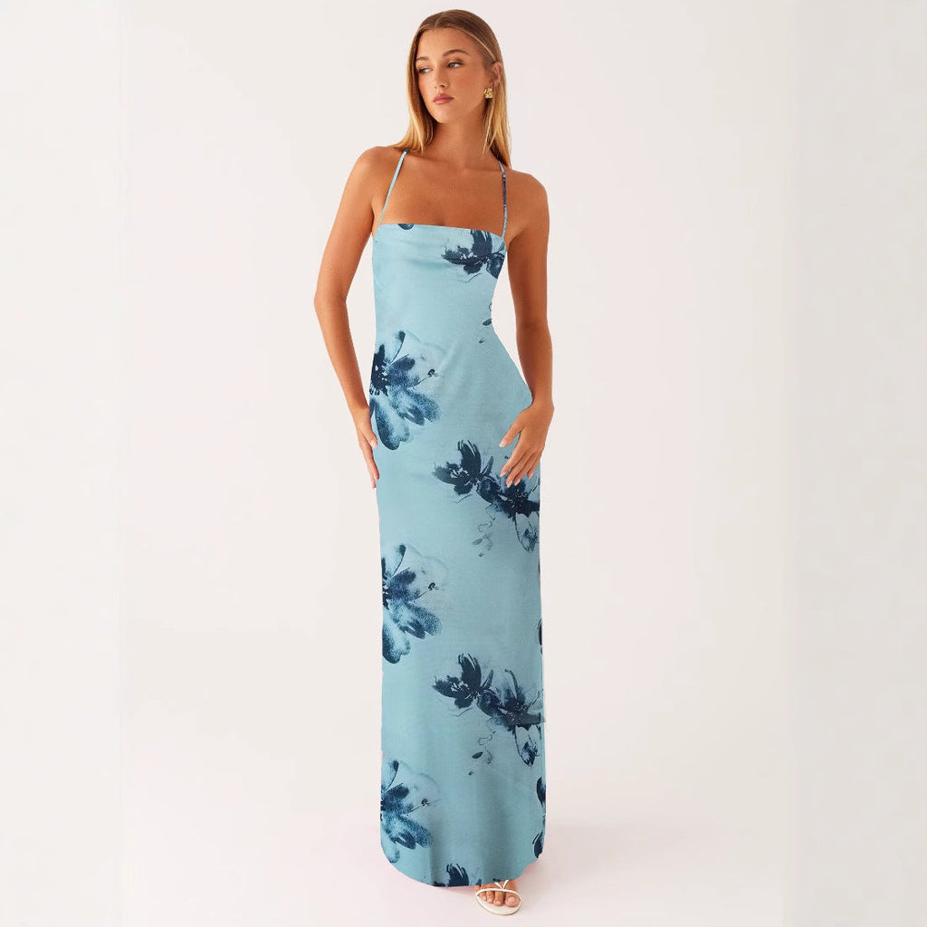 Robe maxi fleurie d'été pour femmes, sans manches, style bohème