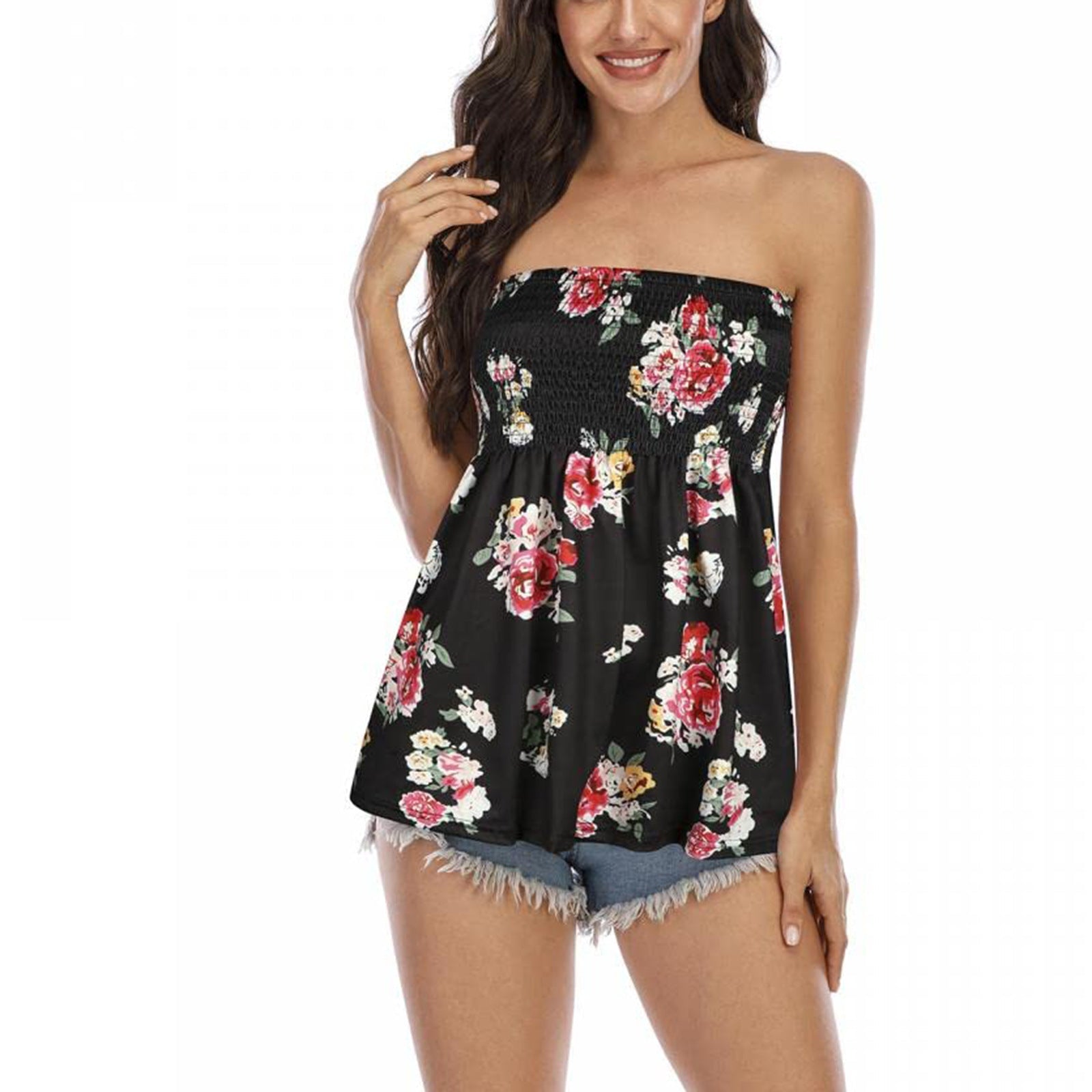 Top bustier floral pour femmes design romantique