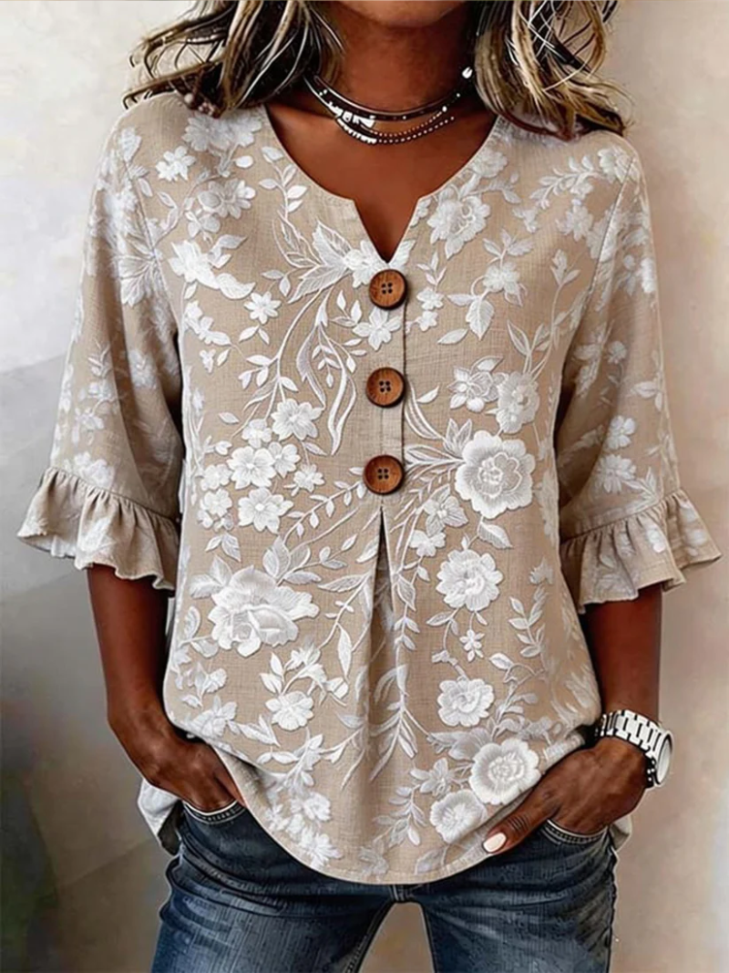 Blouse élégante à motif floral pour femmes