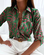Blouse élégante à imprimé artistique pour femmes