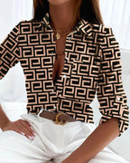 Blouse élégante à imprimé artistique pour femmes