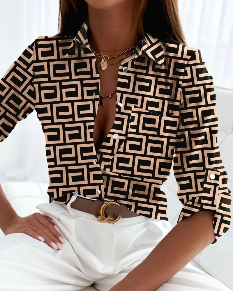 Blouse élégante à imprimé artistique pour femmes