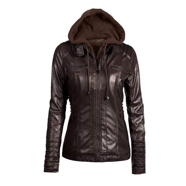 Sophie Paris I Veste en Similicuir avec Détails Zippés