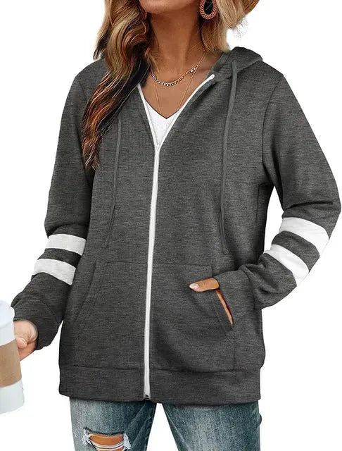 Sophie Paris I Sweat à Capuche Zippé avec Bandes Contrastantes