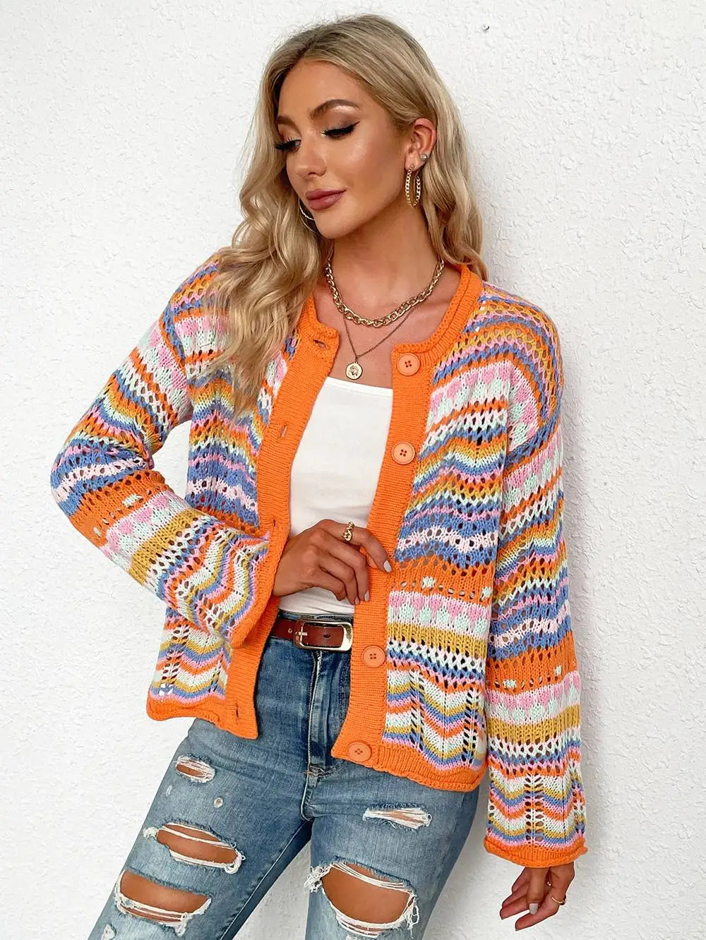 Sophie Paris | Cardigan Coloré en Tricot à Motifs