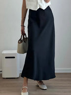 Sophie Paris I Jupe longue en satin taille haute