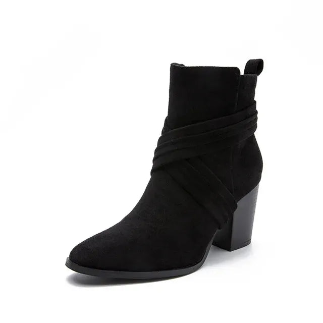 Sophie Paris I Bottines à Talon avec Détails de Zip et Lanières