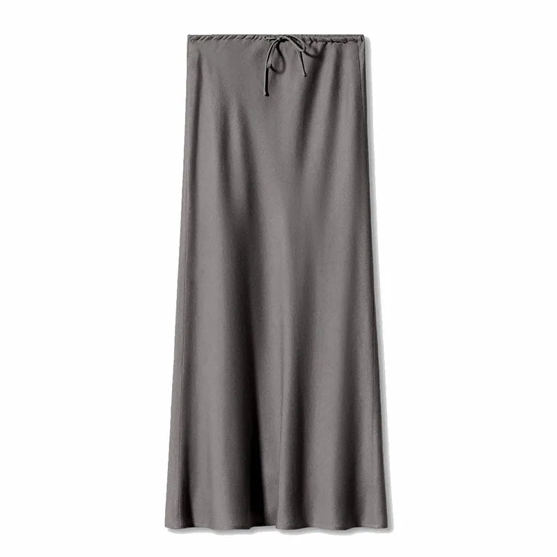 Sophie Paris I Jupe longue en satin taille haute