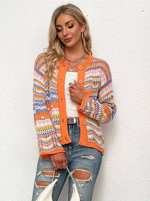 Sophie Paris | Cardigan Coloré en Tricot à Motifs