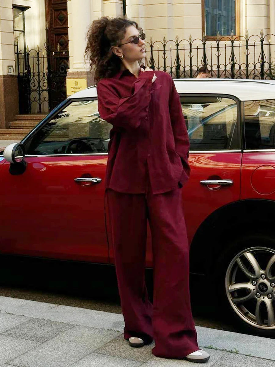 Ensemble en lin avec pantalon et short pour l'été