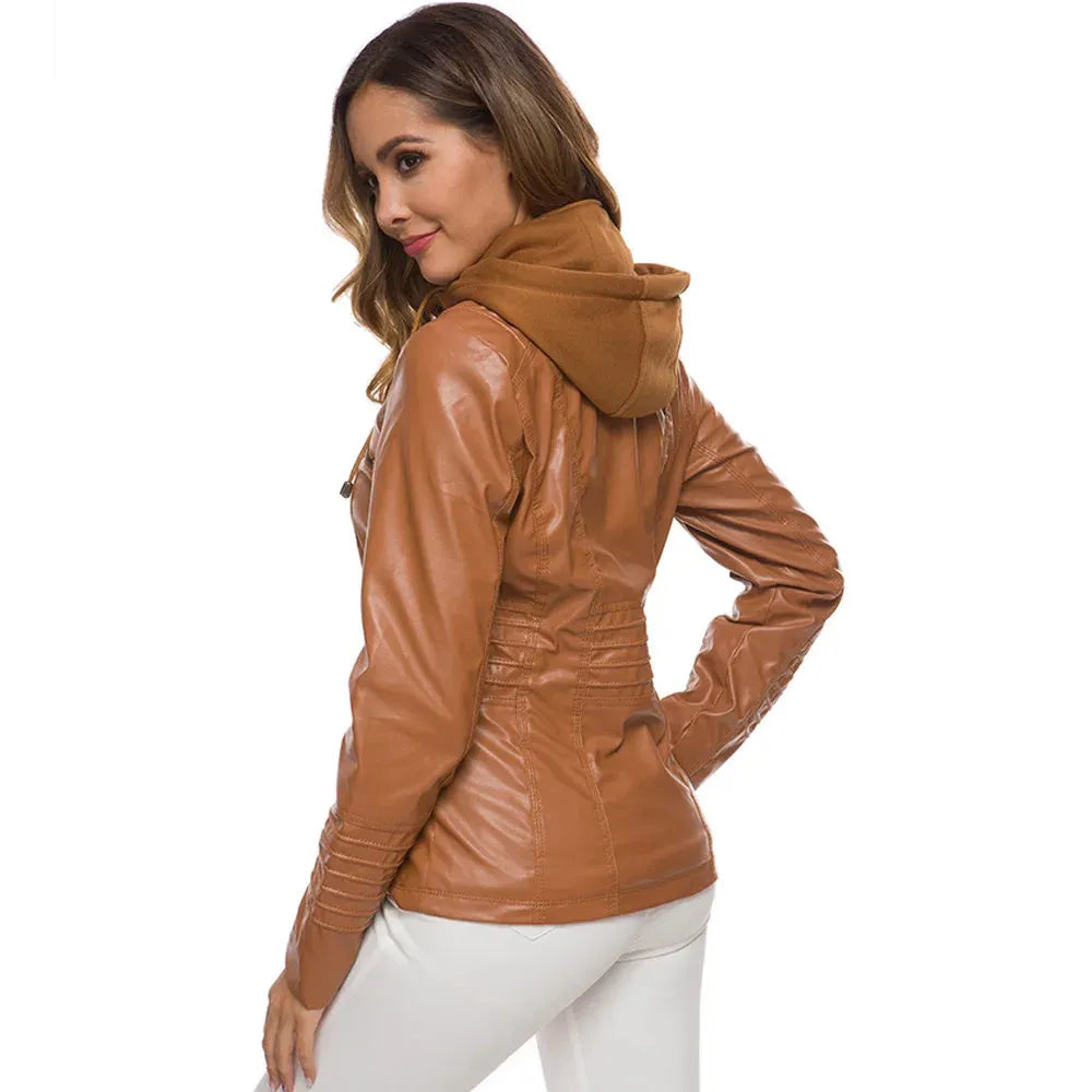 Sophie Paris I Veste en Similicuir avec Détails Zippés