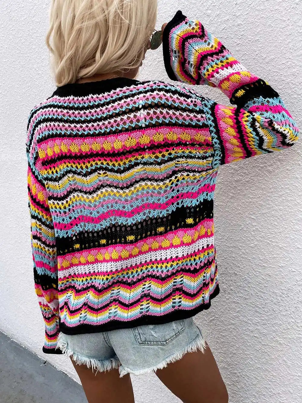 Sophie Paris | Cardigan Coloré en Tricot à Motifs